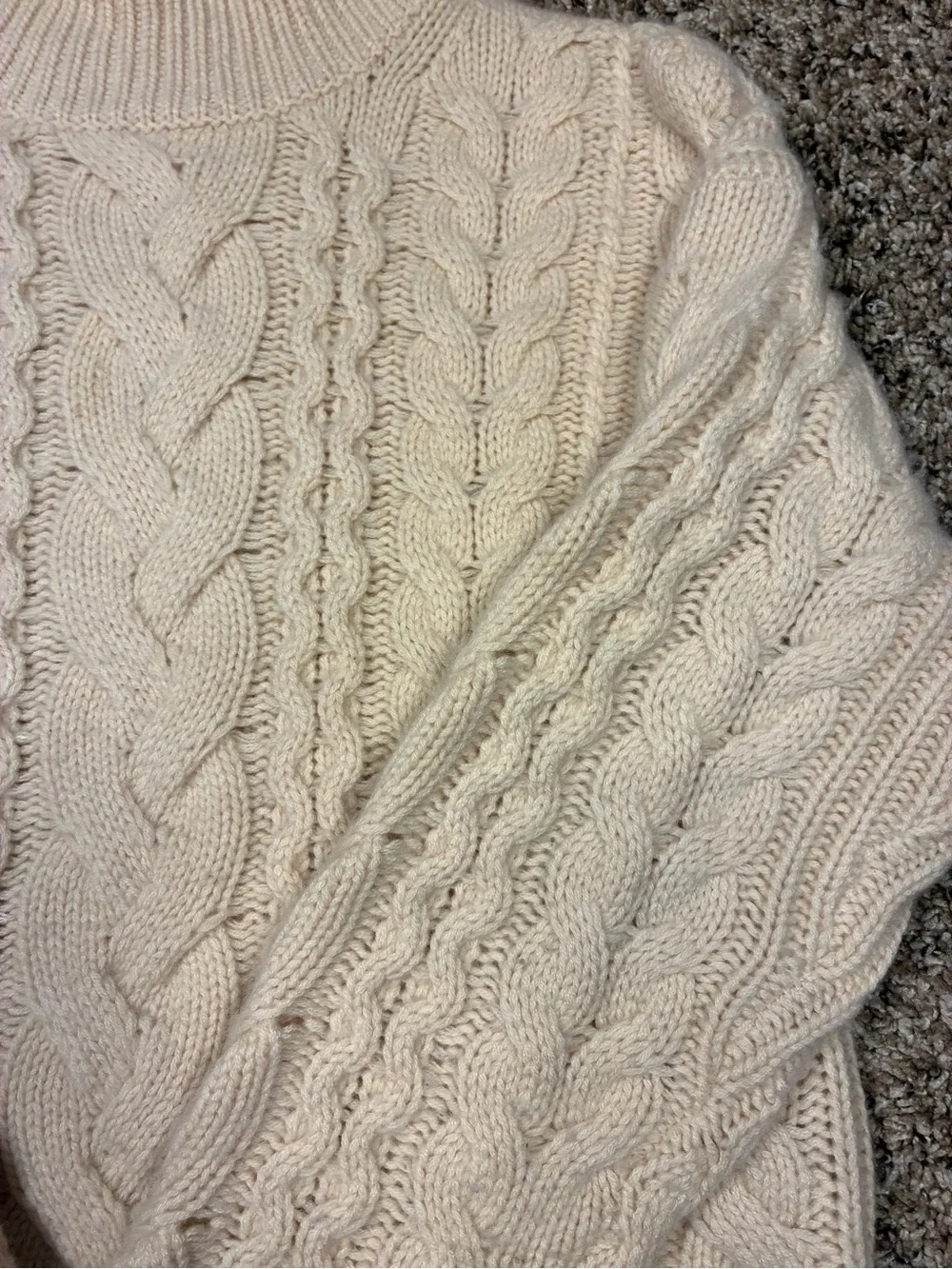 J.Crew 100% Cashmere Chunky Cream Cable Knit Mock Neck Sweater